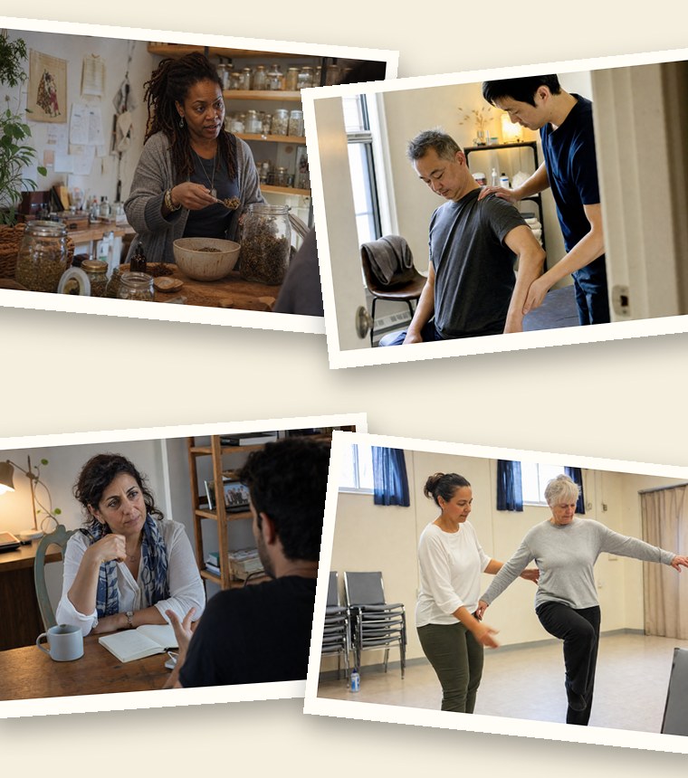 Wellness practitioners working with clients